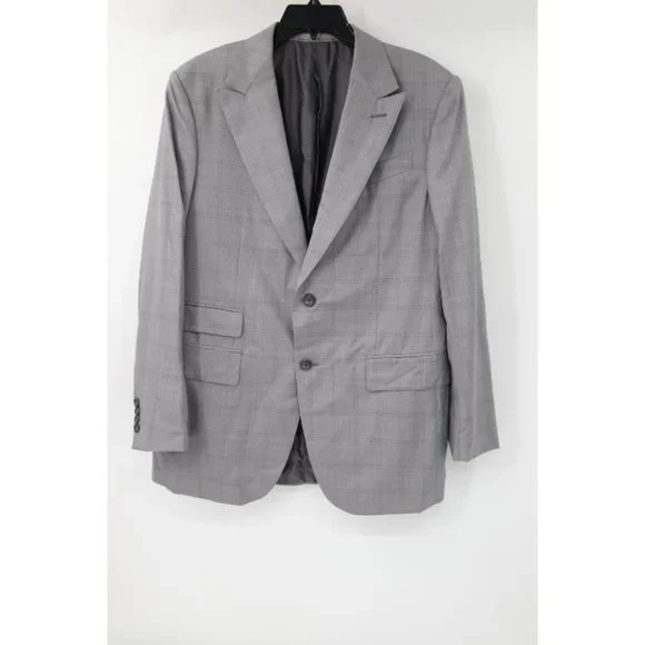Ermenegildo Zegna sport coat men's 42R Trofeo 600 Manhattan wool silk gray plaid - Picture 2 of 16